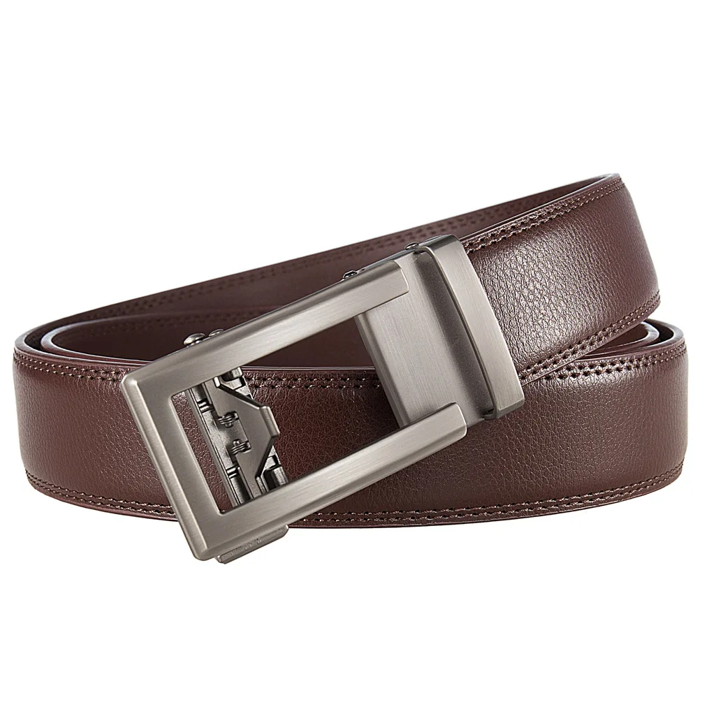 3,5 cm breiter Luxus-Designer-Ledergürtel für Herren mit automatischer Ratschenschnalle, Übergröße, blau, schwarz, braun, formelles Accessoire – Detail 7