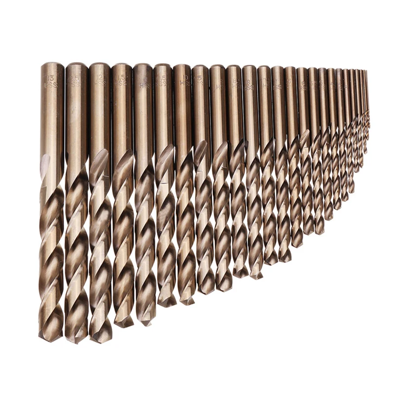 25Pcs 1-13mm M35 HSS-Co Cobalt Straight Shank Twist Drill Bits Set Metal Drilling Hole For Wood Stainless Steel Iron Aluminum