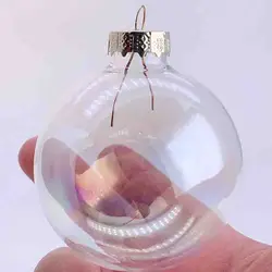 5 Pieces x DIY Paintable Christmas Decoration Ornament 80mm Glass Iridescent Rainbow Sphere Ball