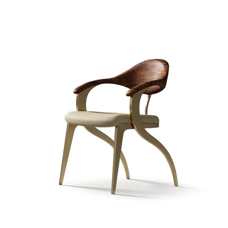 

Light Luxury Solid Wood Book Chair Office Walnut Backrest Armchair Modern Minimalist