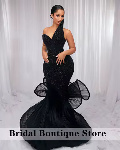 Black Aso Ebi Evening Dress Sweetheart Mermaid Aso Ebi African Party Gown LuxuryWedding Party Dress Woman 2025 Customized