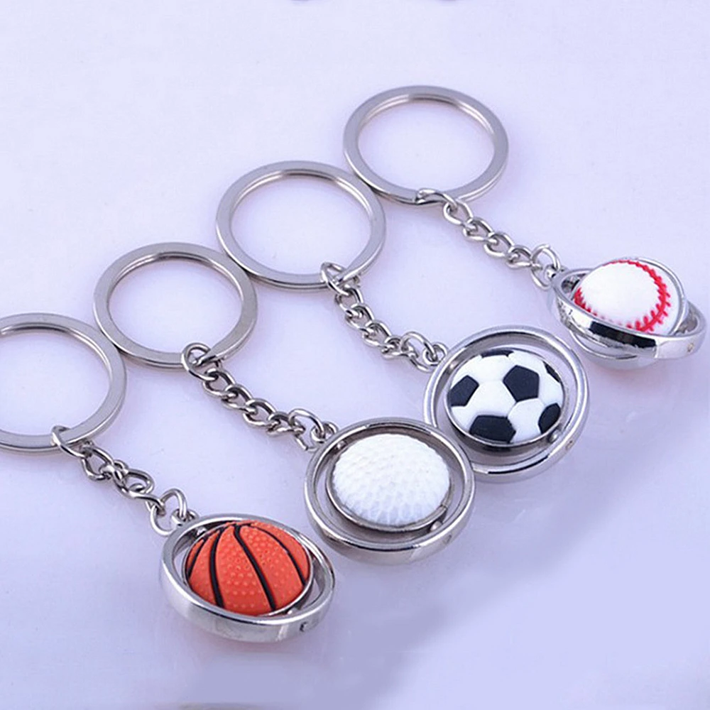 3D Mini Rotating Basketball Football Keychain Jersey Beer Bottle Opener Sports Keyring for Women Men Car Handbag Phone Pendant