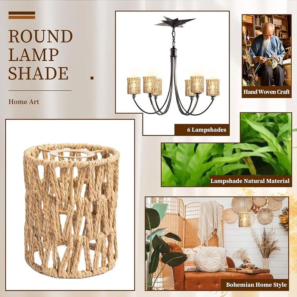 Weaving Design Woven Lampshade Vintage Style Light Fixture Cane Inspired Light Fixture Hanging Vintage Lampshade Living Room