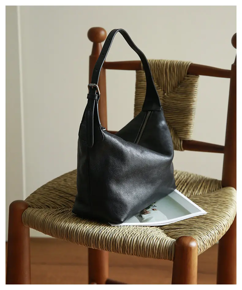 PNDME schlichte, lässige, hochwertige Damen-Umhängetasche aus echtem Leder, modische Outdoor-Reisetasche aus Rindsleder, Damen-Unterarmtasche – Detail 15