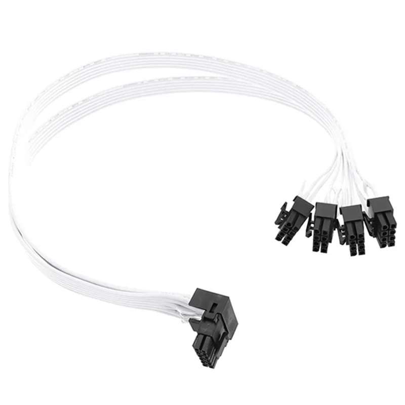 1Pcs 4XCPU 8-Pin To 16 Pin Male PCI-E 5.0 12VHPWR RTX4090 90 Elbow Black White for Corsair PSU Adapter 16AWG 40Cm White