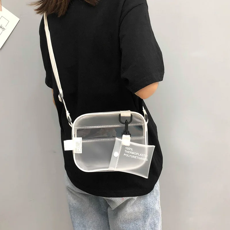 Mini bolsos cruzados transparentes para mujer, bolso de gelatina de PVC, bolso de hombro de moda coreana, monederos transparentes, verano 2021