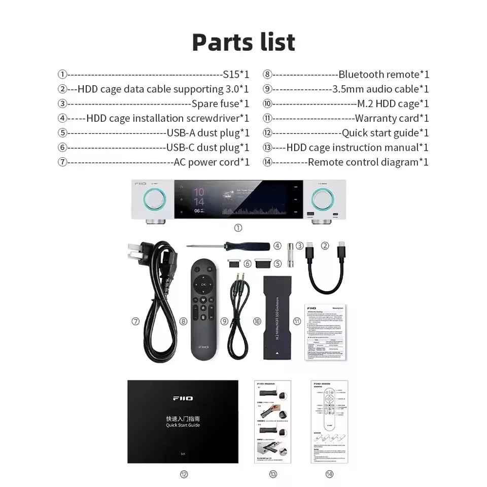 FiiO S15 سطح المكتب غاسل الصوت عالي الدقة DAC AMP الكل في واحد HIFI الحل AK4191 AK4499EX DAC رقائق أندرويد 12 سنابدراجون 660