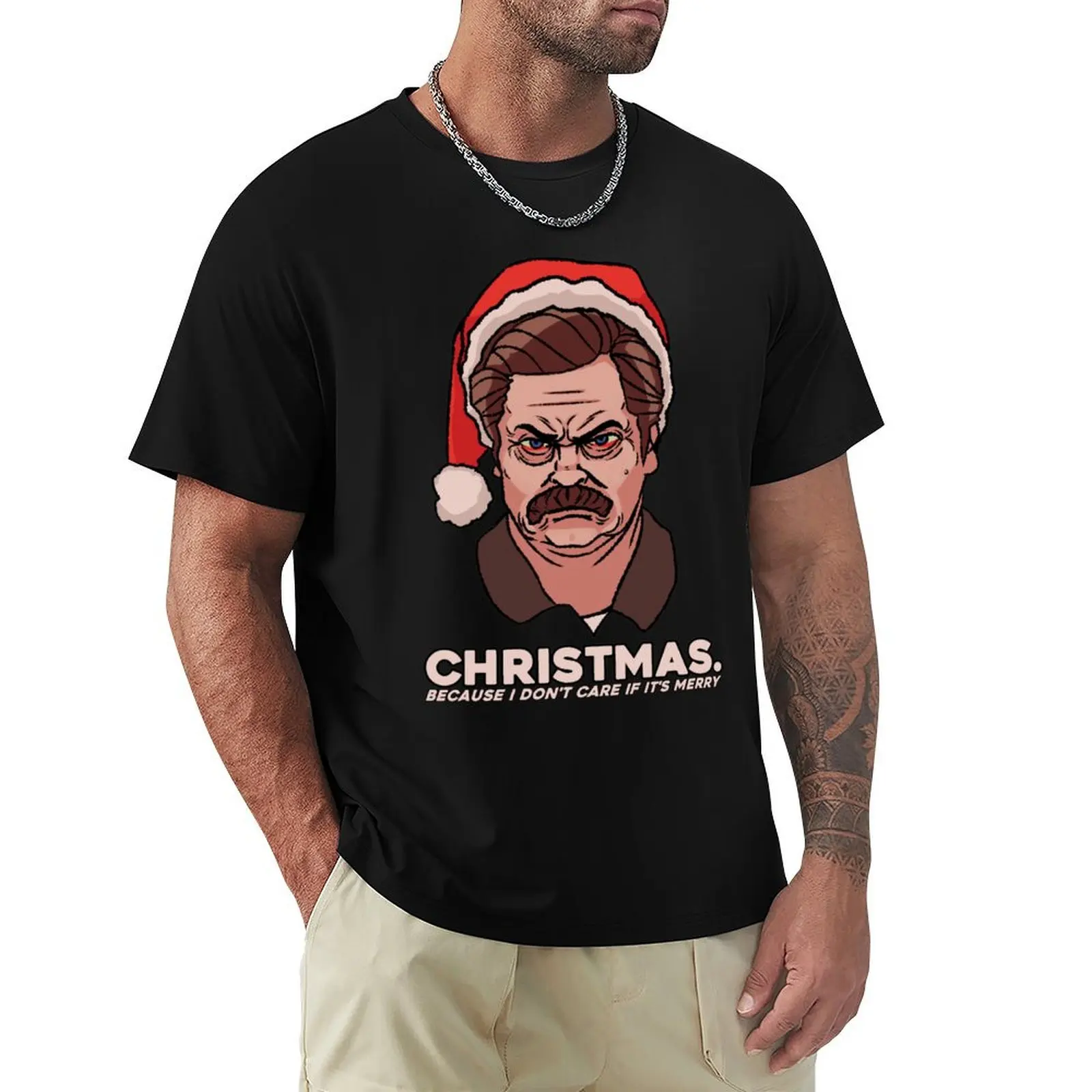 

Ron Swanson Christmas T-Shirt valentines clothes korean fashion blue archive compression shirt men
