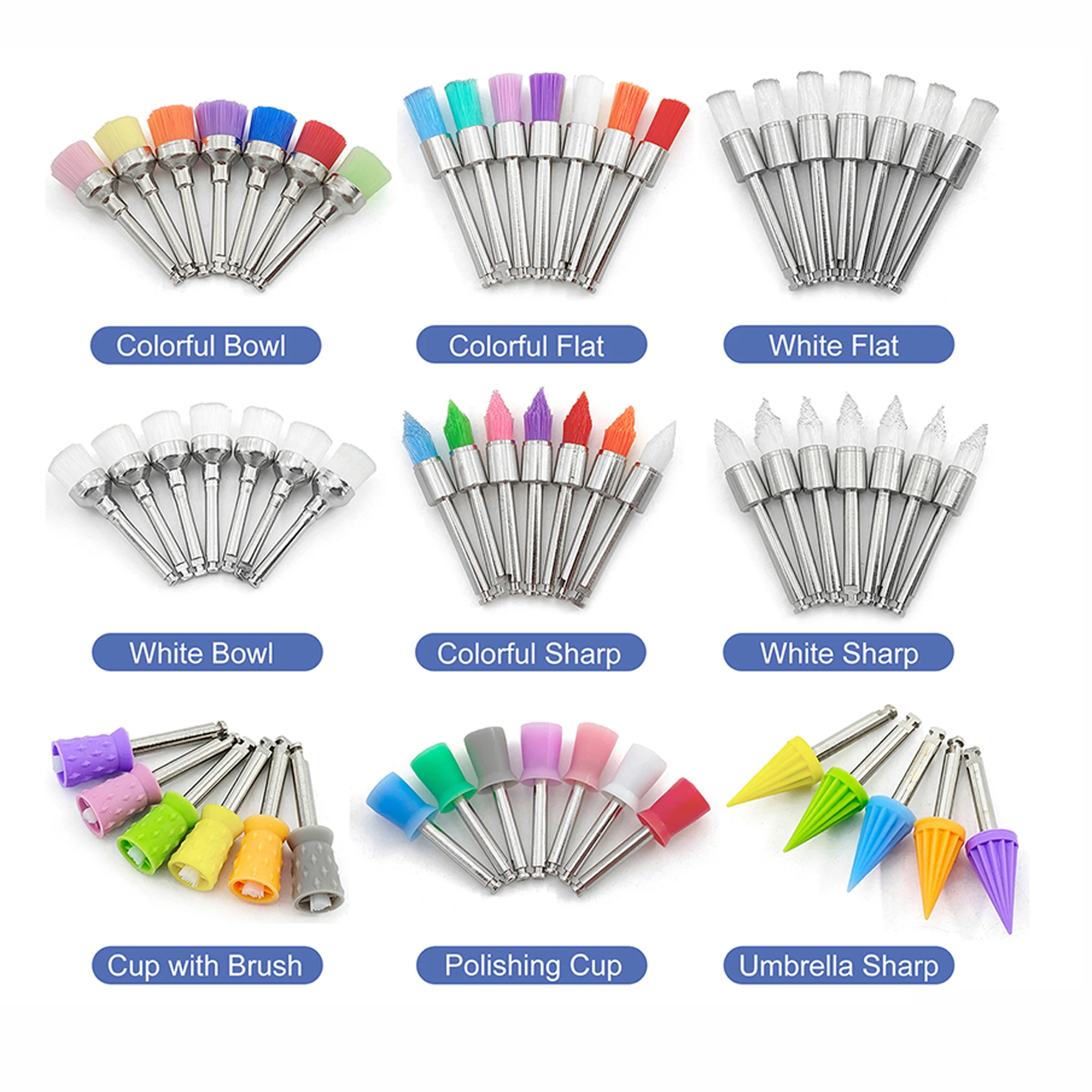 

WELL CK 100pcs Dental polishing brushes teeth Clean Prophy Brushes Nylon Flat Latch Type Brush Head dental products china