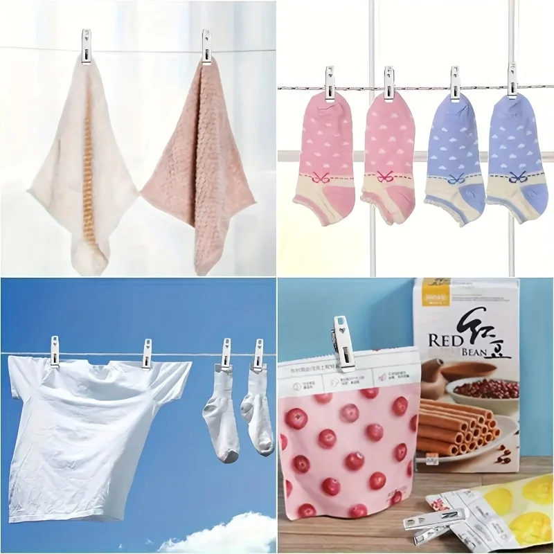 20 Stück Flachmund Wäscheklammern aus Edelstahl, Binder Clips, Trocknungshalter, Metallklammer Set für Socken und Kleidung Haushaltswäsche Zubehör robuste Wäscheklammern Trocknungsklammern Kleidung organisieren Multifu – Detail 2