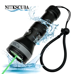 Scuba G20 Diving flashlight with Long Range Green Light Used at Night Outdoor and Underwater Training Cave Explore Lighting