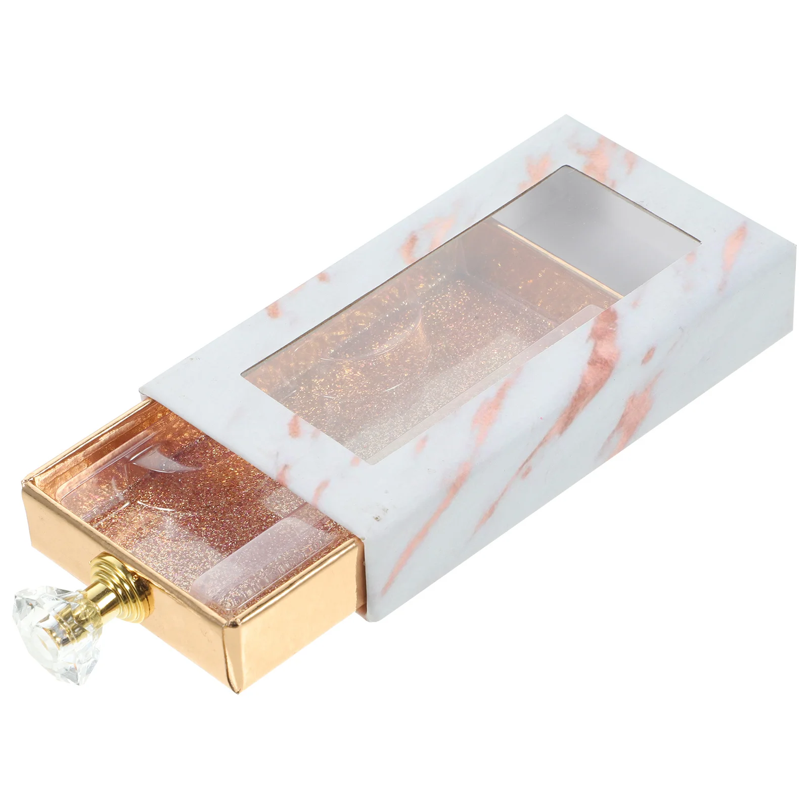 

Fake Eyelash Drawer Box Compact Portable Clear Window Handle Artificial Lashes Storage Case Travel Essential Fake Lash Cases