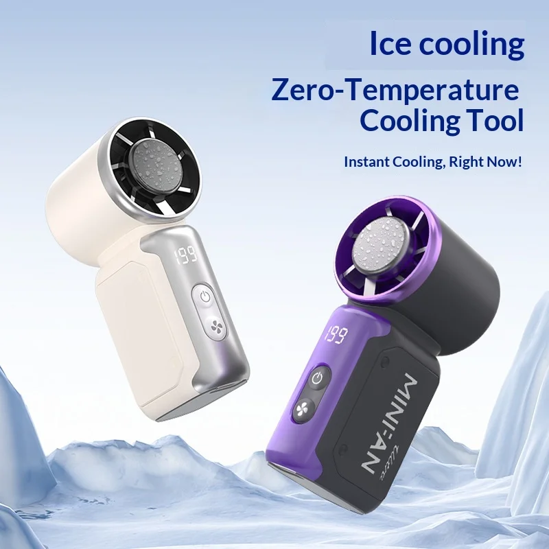 

Handheld Mini Pocket Fan High Wind Power Portable Ice Cooling Digital Display For Outdoor Cycling Travel Daily Personal Cooling