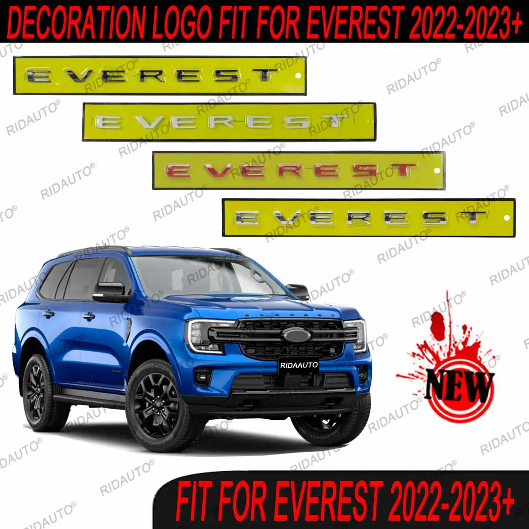 

3D Hood Emblem Logo Letters Rear Side Door Sticker With Glue Chromium Styling For FORD EVEREST 2023 2024 Chrome Red White