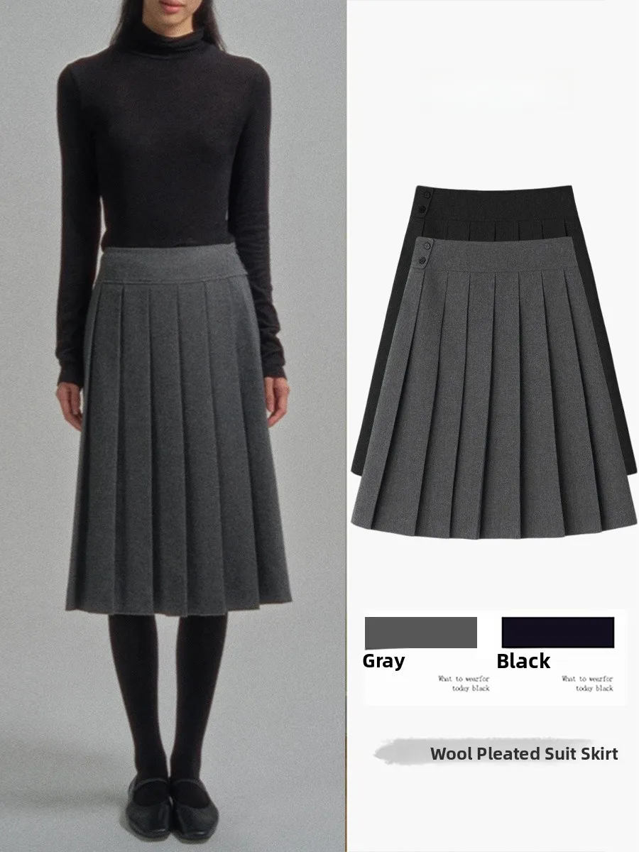 

ay Длинная юбка трапециевидной формы, женская осенне-зимняя новая шерстяная юбка с высокой талией для похудения, юбка-миди Ci Commute, повседневная одежда