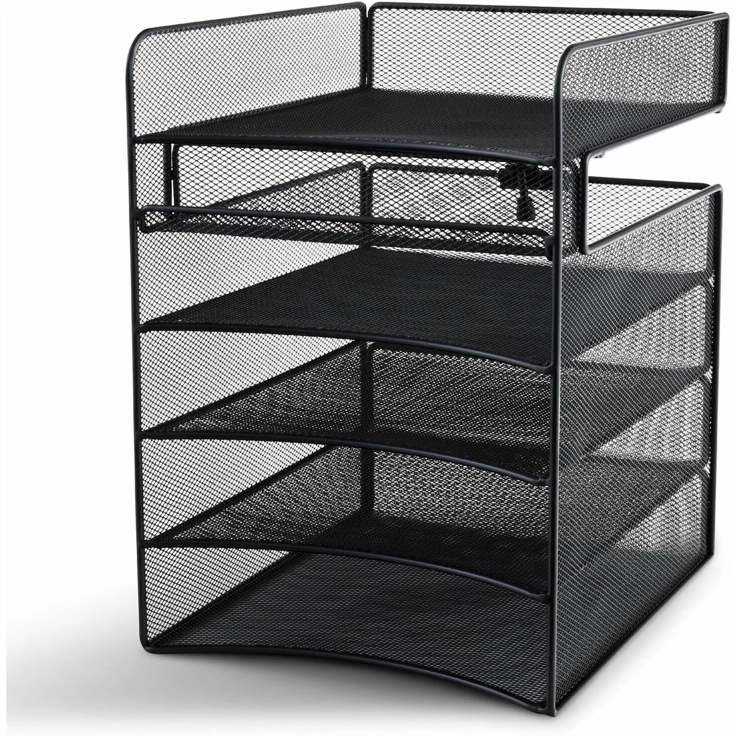 

Under Desk Organizer, 5-Tray Hanging Mail Sorter, Steel Mesh for Office Classroom, Black