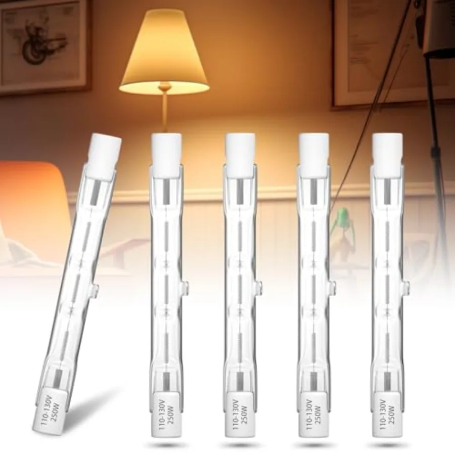 

250W Halogen Light Bulbs R7s 78mm 3.1inch T3 Halogen Bulbs 2700K Warm White J Type Double Ended 120V Dimmable Floodlight Filame