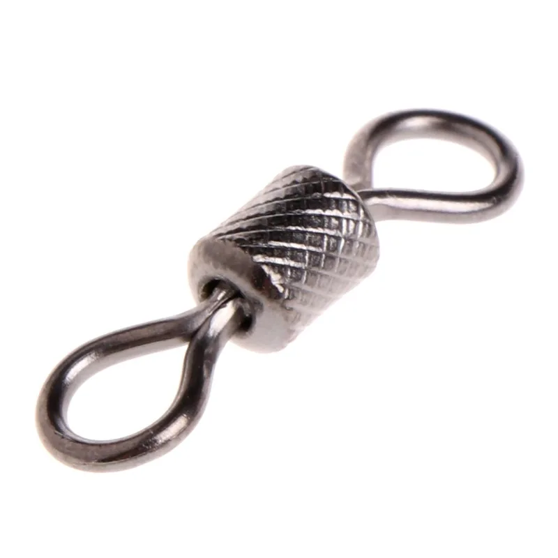 100pcs Fishing Swivel 1#-14# Sizes Solid Connector Ball Bearing Snap Fishing Swivels Rolling Stainless Steel Beads