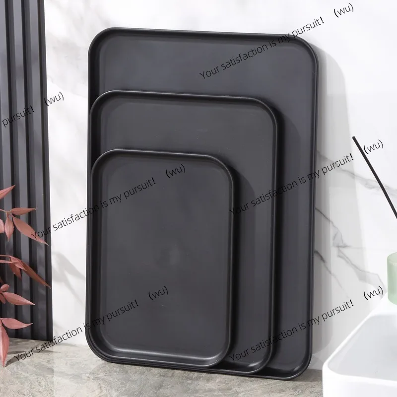

Сверхмощный черный прямоугольный поднос: нескользящая поверхность, подходит для ресторанов, отелей, кафе и ресторанов быстрого питания.
