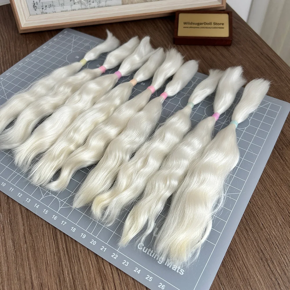8-9 inch Handmade Angora Mohair Wefts with Cuticles for Custom Wigs, Suitable for Reborn & Blythe Doll DIY, Mohair for Doll