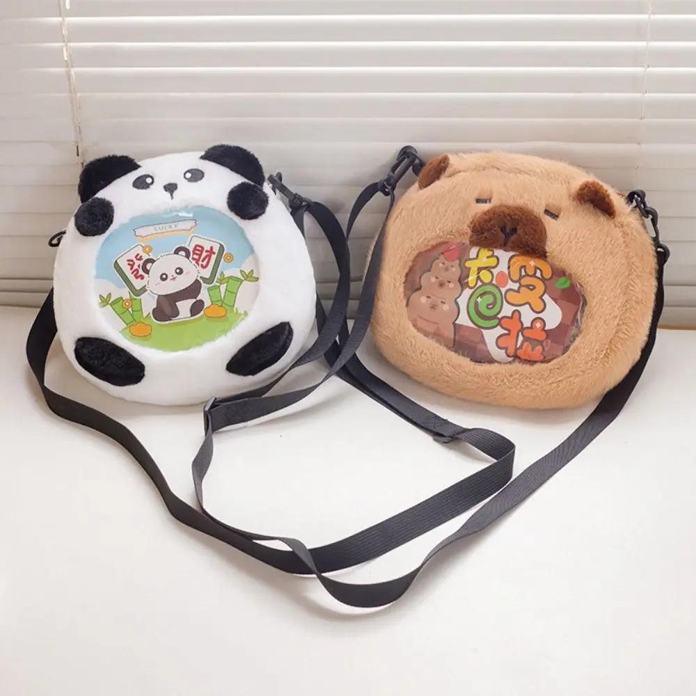 Kawaii capivara boneca de pelúcia moeda bolsa portátil requintado bonito panda crachá saco em forma animal dos desenhos animados mini bonito carteira ao ar livre