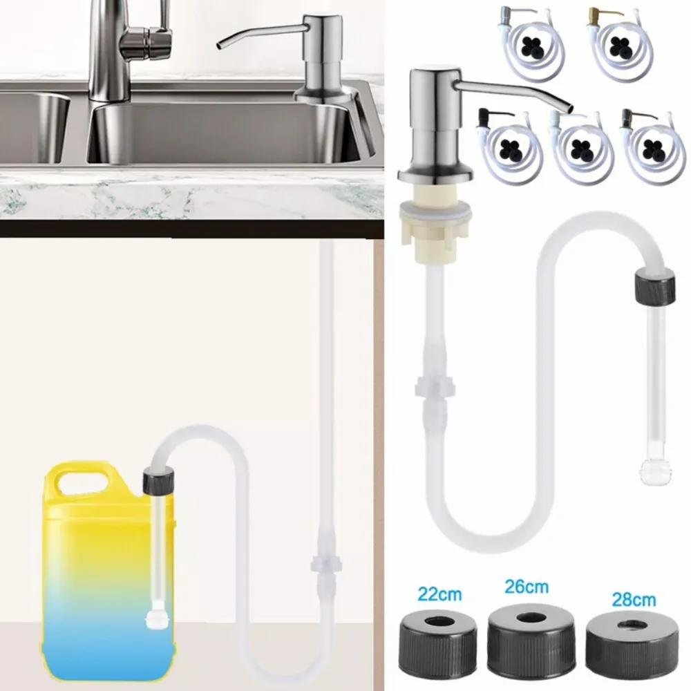 Kitchen Sink Liquid Soap Dispenser Stainless Steel Built-in Lotion Pump Head Extension Tube Lotion Detergent Dispenser Accesso