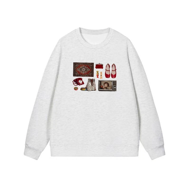 Faionable Casual Loose Bedrucktes rundes Ne Long Sve Sweatshirt Top Damen Bequemes, atmungsaktives Streetwear-Sle