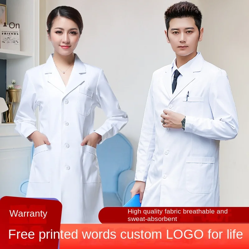 

White coat Doctor's gown long sleeve women's lab coat Student chemistry short sleeve summer white coat Doctor's nurse's uniform