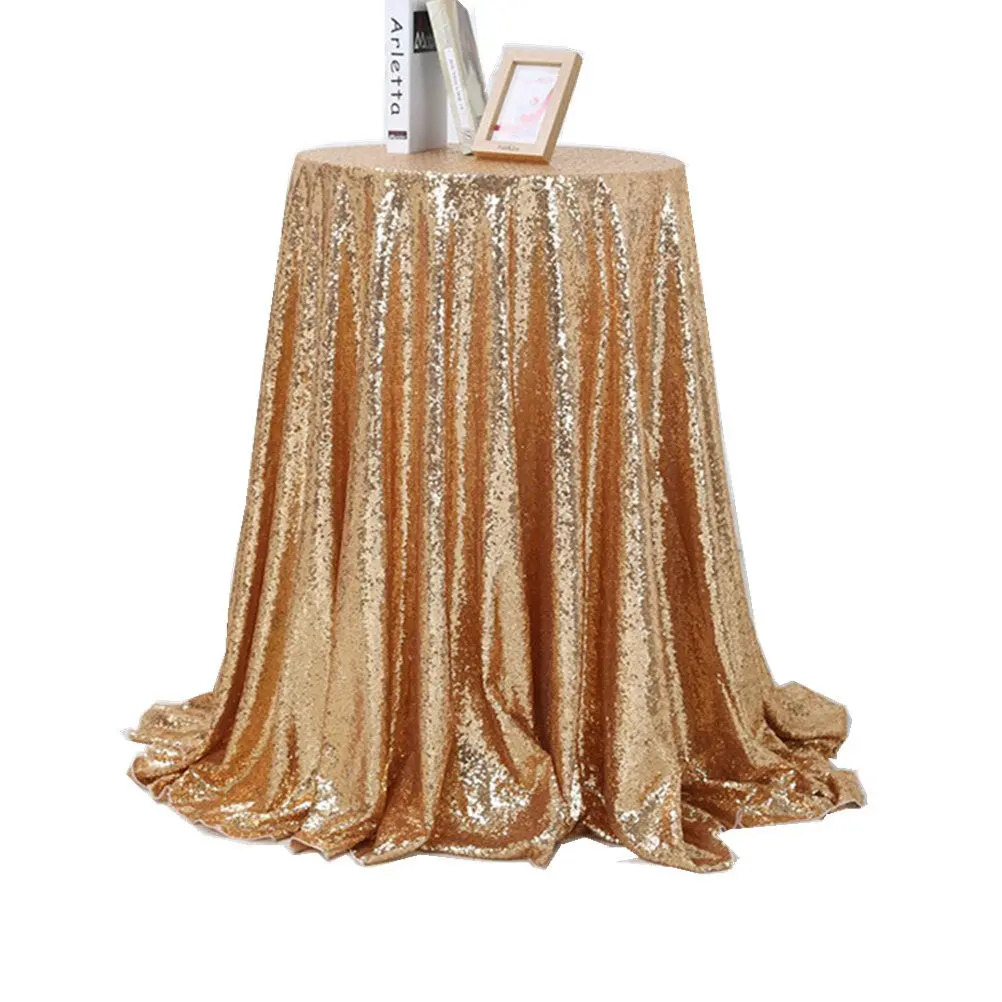 Stunning Sewn Sequin Tablecloth for Wedding Decor Hotel Banquet Party Dessert Buffet Table Linen Cover 0.8x0.8m Gold Shimmer