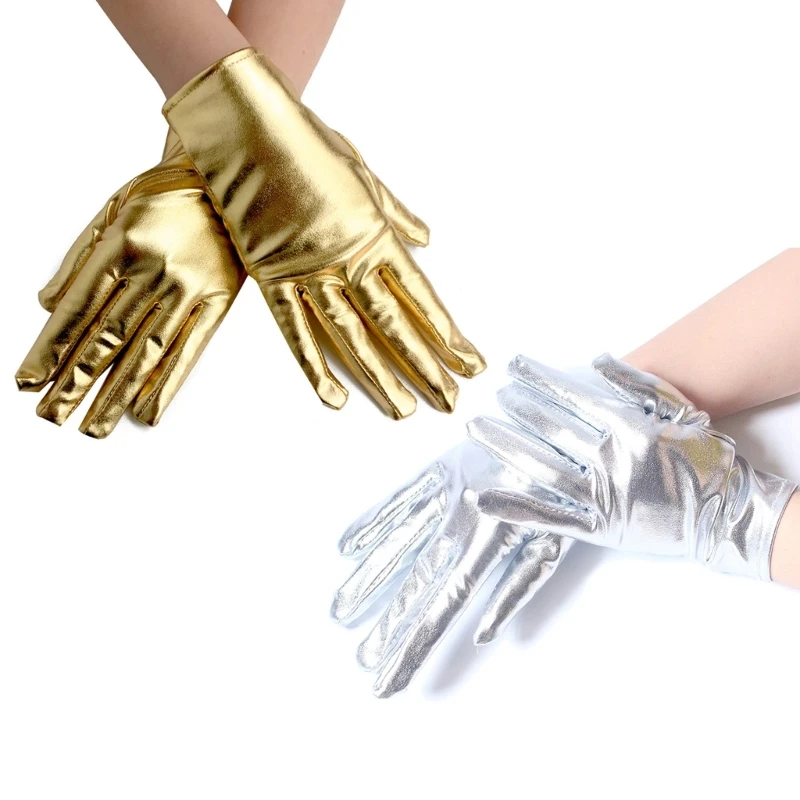 Patent Leather Gloves Women Fashion Party Gloves Lady Short Gloves Shimmering Uniform Mittens Evening Party Gloves