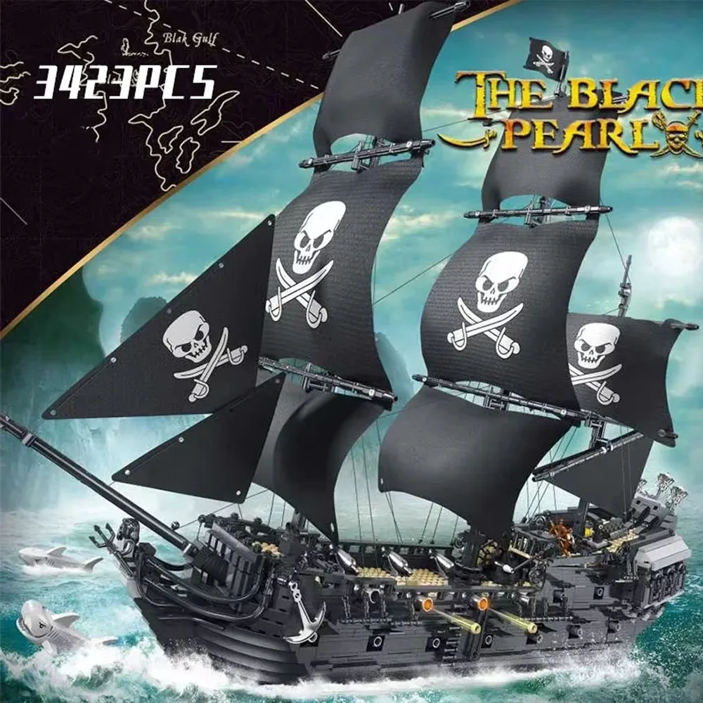 Moc 3423pcs Pirate Ships Figures Building Blocks The Black Pearl And Queen Anne's Revenge ShipBricks Set Models Children Toys