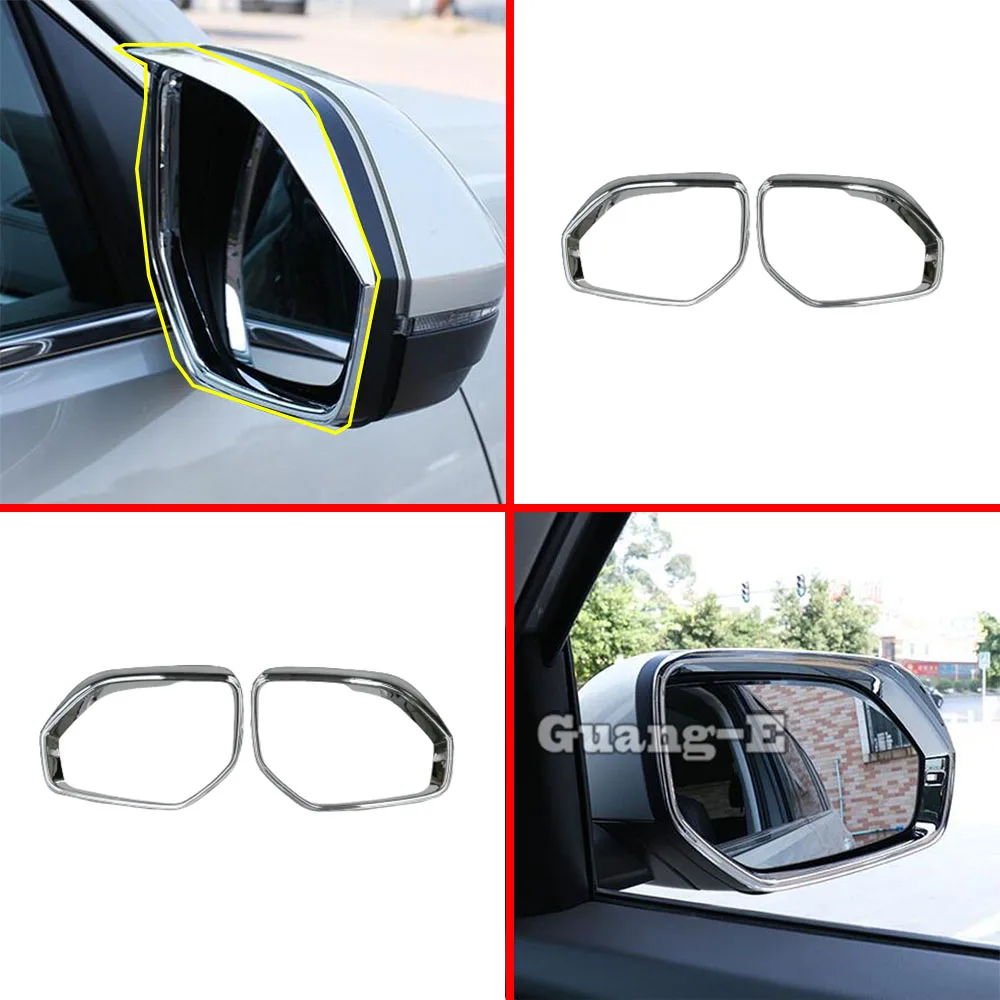 Car Rear View Side Glass Mirror Frame Rain Shield Sun Eyebrow For VW Volkswagen Teramont Atlas 2017 2018 2019 2020 2021 2022