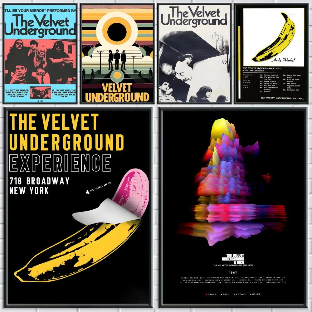 Image of Band The V-Velvet U-Underground Poster für Zuhause, Wohnzimmer, Schlafzimmer, Bar, Flur, klebriger Wanddruck, wasserfest, ästhetische Dekoration
