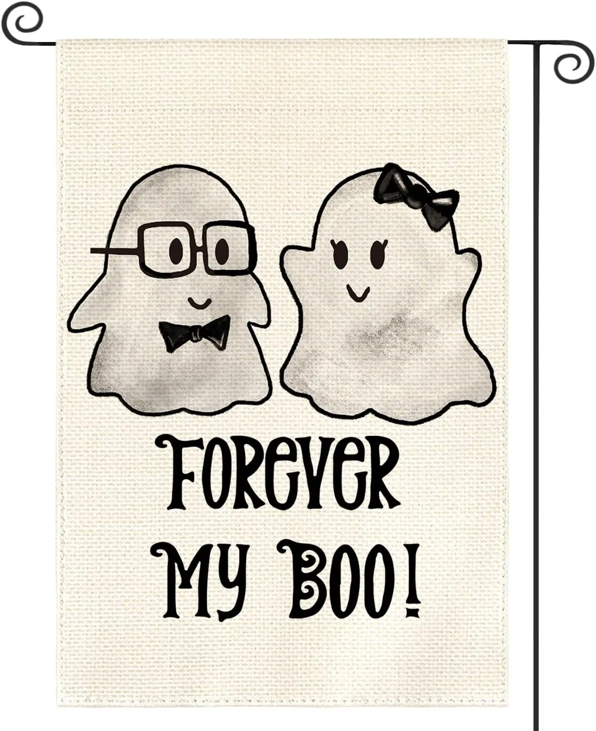 AVOIN colorlife Forever My Boo Halloween Garden Flag 12x18 Inch Double Sided Outside, a Pair of Ghosts Yard Outdoor Decorative F