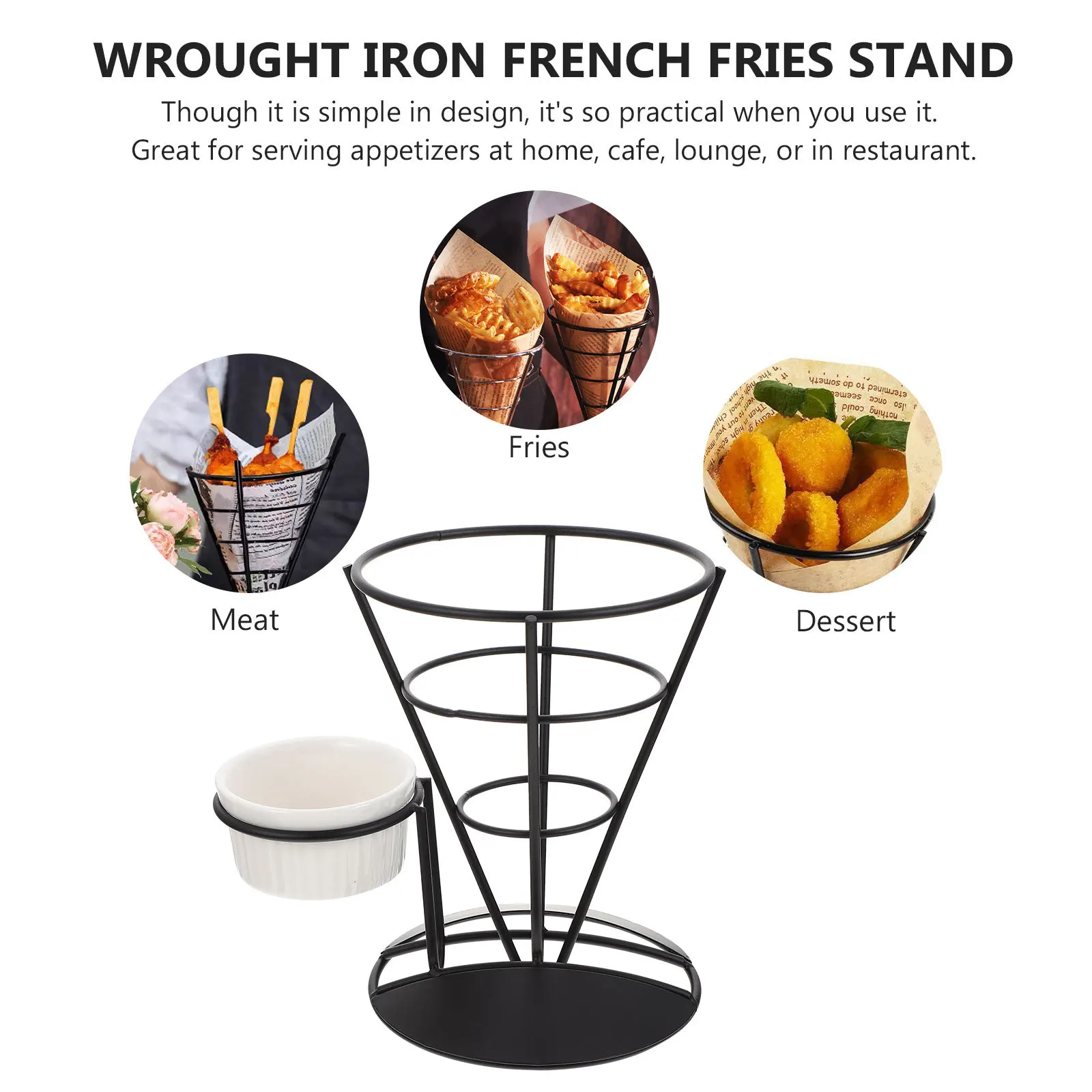 

Snack Serving Rack French Fries Stand Sauce Cup Holder Creative Tableware French Fries Cone Holder Food Display Basket