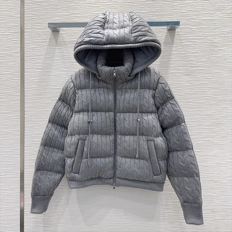 

High quality Down and cotton winter thick warm women's hooded coat with embroidered logo jacket 25121264