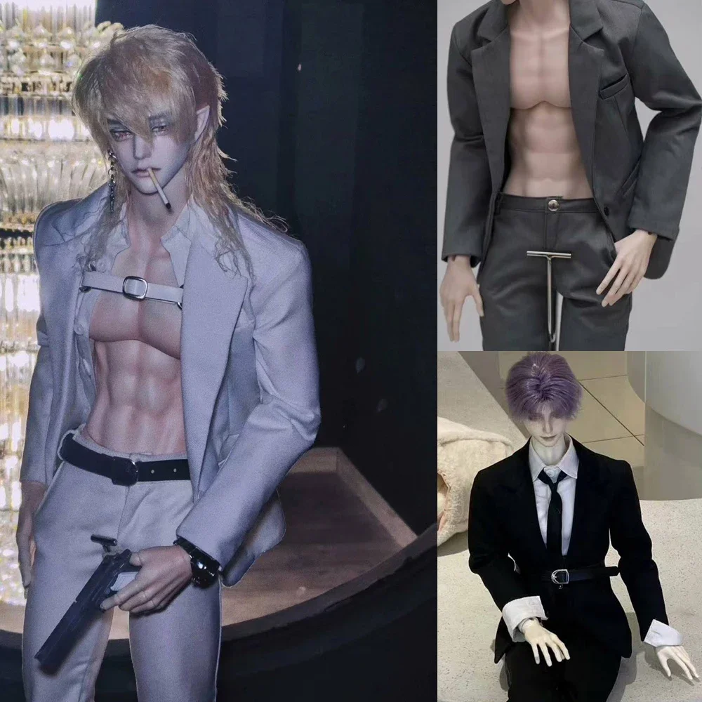 （Customize 30 Days） uncle ID75 UF75 doll clothes black grey white Blazer Suit jacket 1pcs