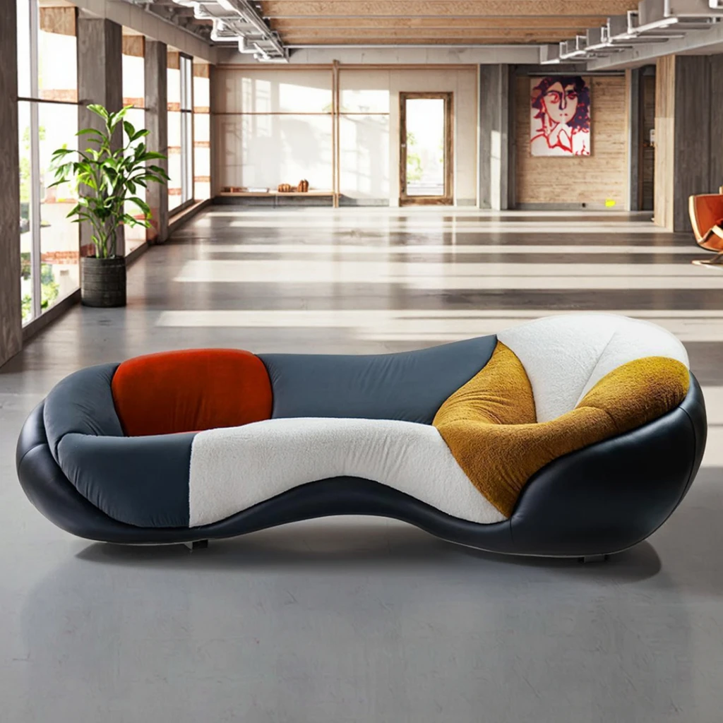 

Диван в стиле виллы с абстрактным цветом, оригинальный дизайн, элементы Пикассо, роскошная матовая бархатная мебель для гостиной