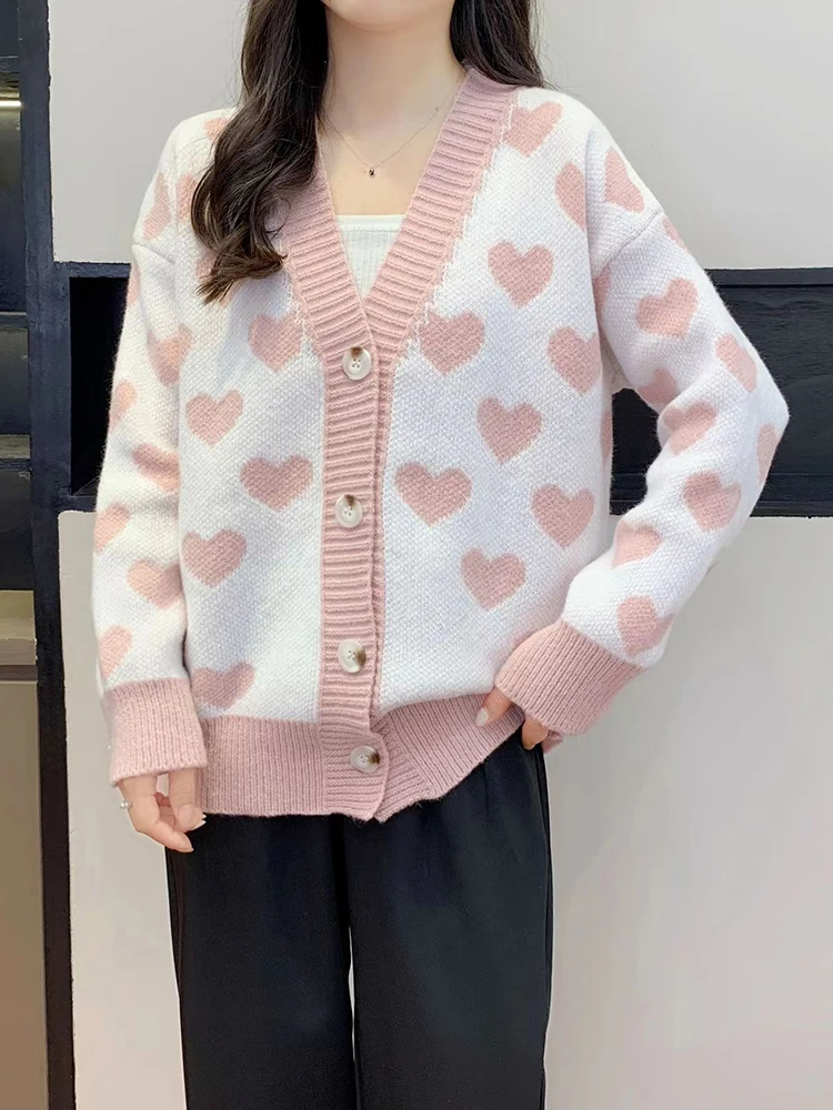 Cute Soft Knitted Cardigan Women Casual Single Breasted Sweater Coat Korean Fashion Knitwears Tops Spring Fall Knit Outerwears