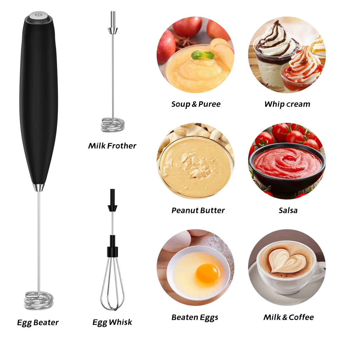 Hand Blender Electric Egg Beater Milk Frother Handheld, Mini Electric Drink Mixer Foamer with Stand for Coffee Lattes Hand Blend