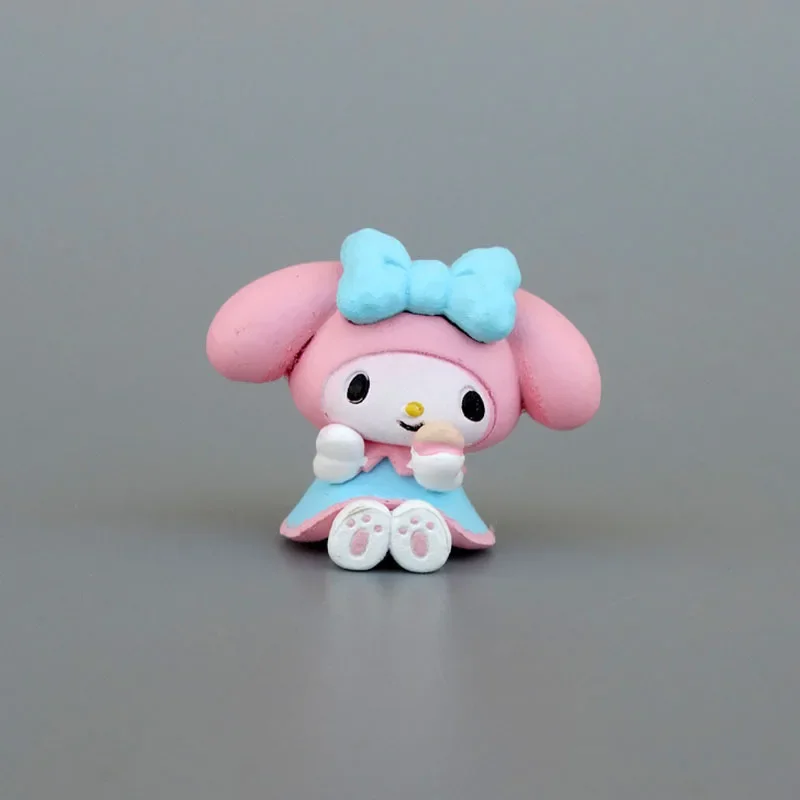 Sanrio-figura de Anime de Cinnamoroll Melody, Hello Kity, Pachacco, Kuromi, Mini trajes de dibujos animados Kawaii, decoración, regalos para niños, Juguetes