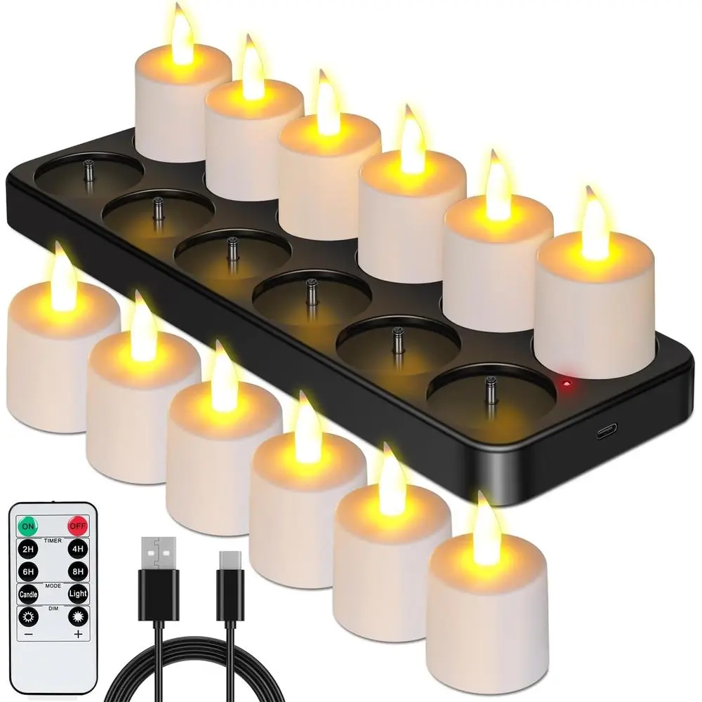 Rechargeable Candles with Remote & Timer, Battery Operated LED Tea Lights, Halloween Decor, Wedding Centerpieces, Home Decor