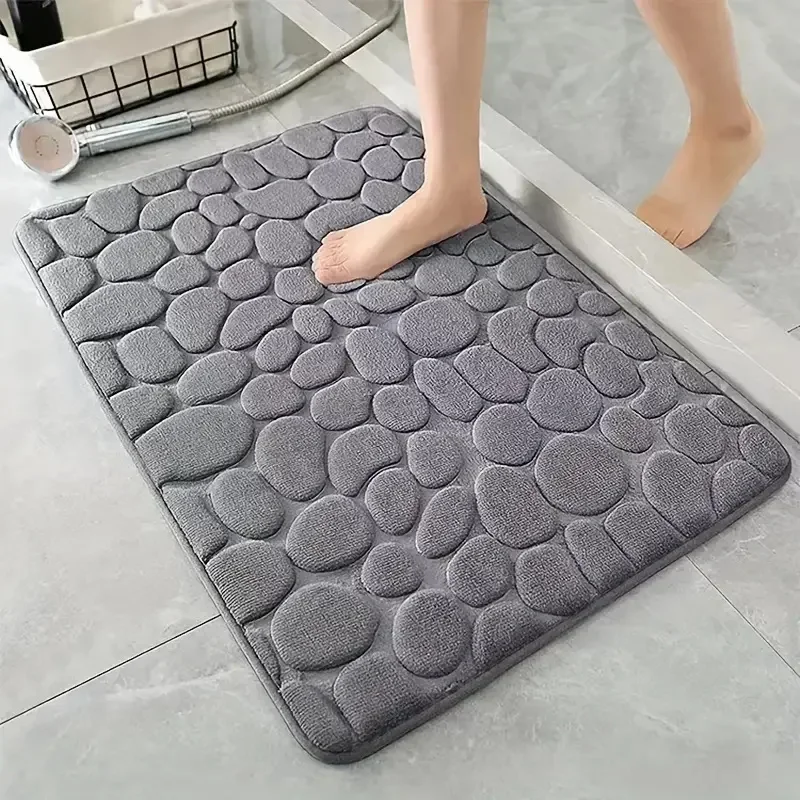 Cobblestone Embossed Bathroom Bath Mat Non-slip Carpets In Wash Basin Bathtub Side Floor Rug Shower Room Doormat Memory Foam Pad