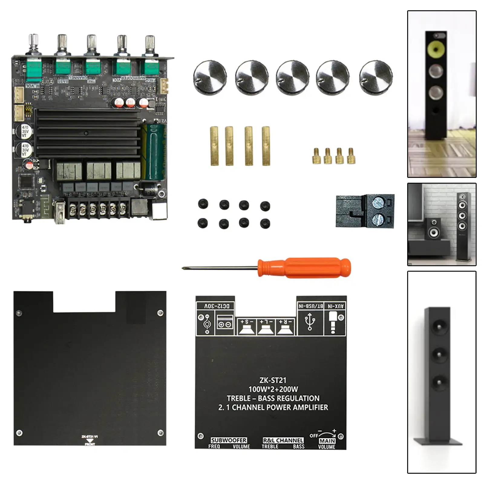 

Digital Amplifier Board Sound System Easy to Install 2.1 Channel Digital Power Subwoofer Amplifier for Office Studio Home Audio