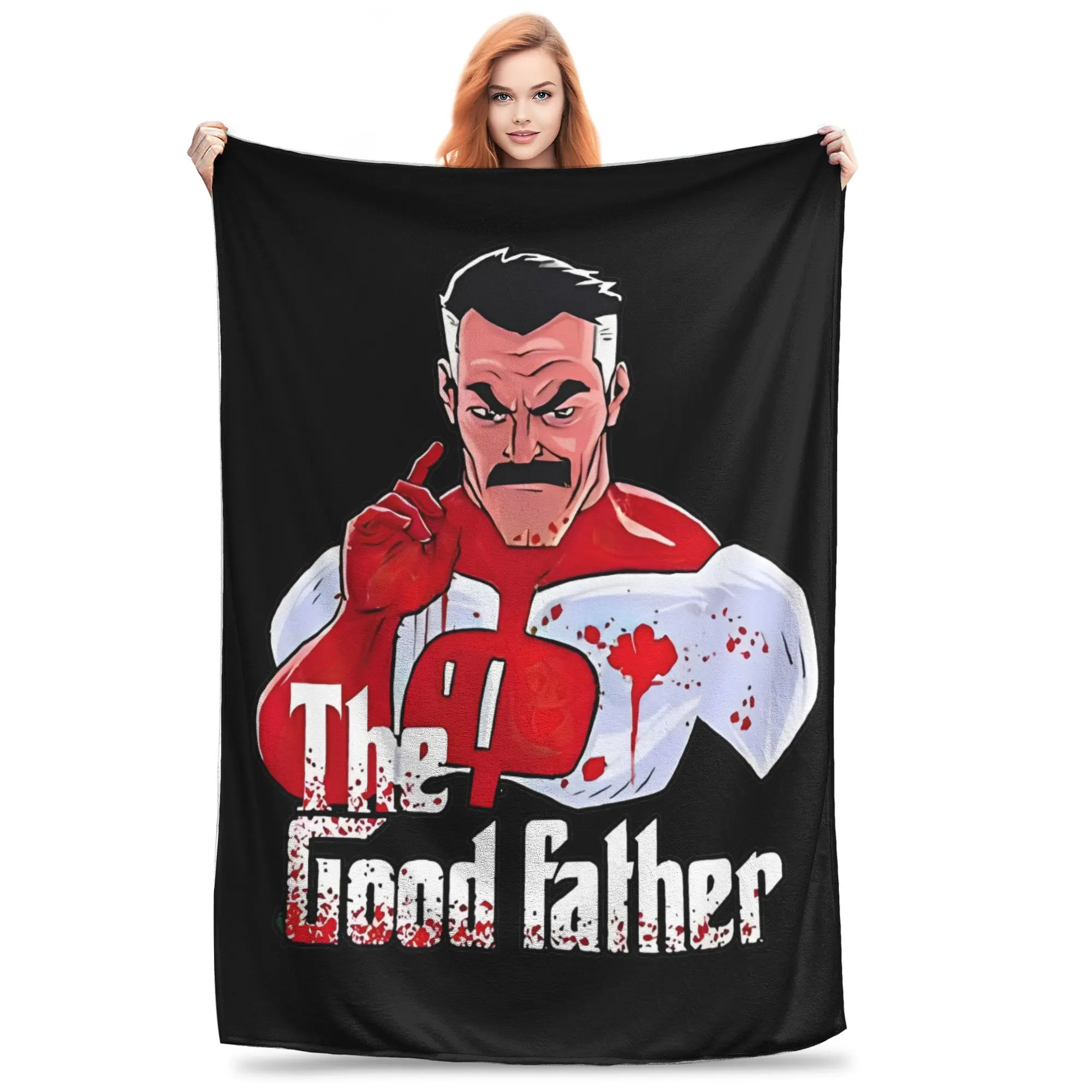 Invincible Omni-Man The Good Father Knitted Blanket Velvet  Soft Throw Blanket for Bed Bedspread