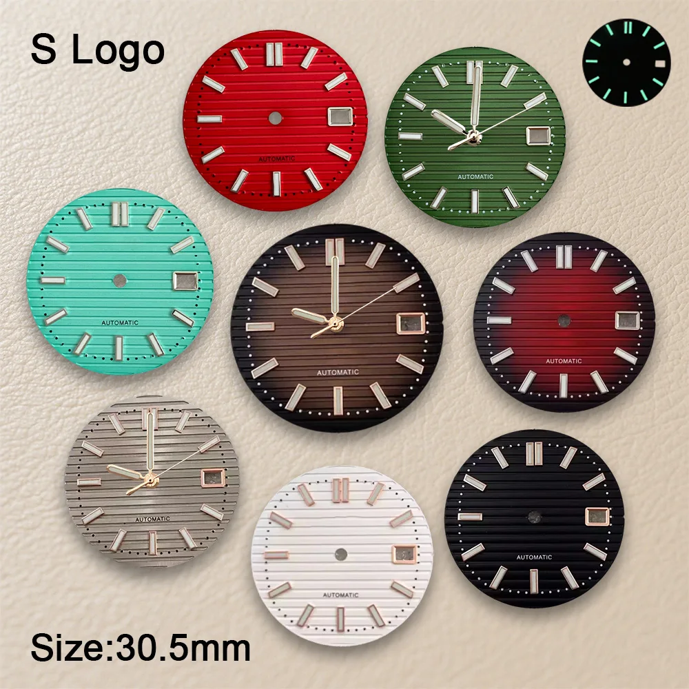 New 30.5mm NH35 Dial S Logo Nautilus Dial Suitable For NH35 Movement Strong C3 High Quality Green Luminous Men Watch Accessories