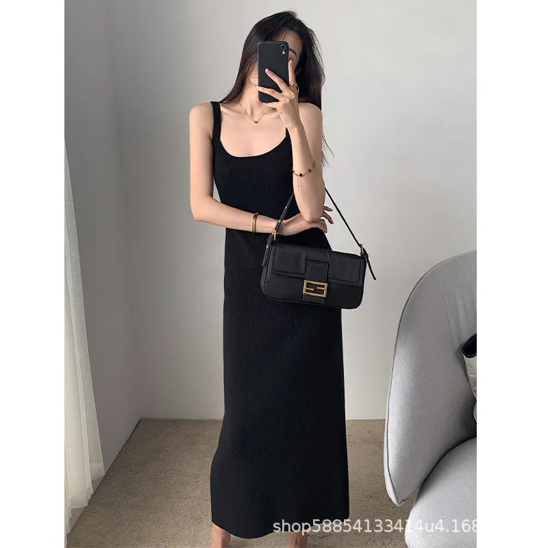 Puyuan Sweater Tight Fitting Hip Hing Socialite Wool Knitted Long Backless Sleeveless Suspender Women's Skirt Children