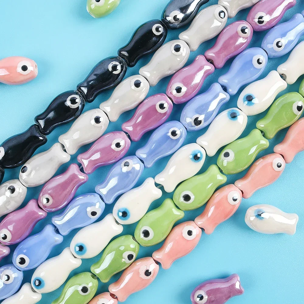5 قطعة الخرز الأسماك الصغيرة الرجعية سحر السيراميك فاصل فضفاض الخرز لصنع المجوهرات الحرف اليدوية سوار ذاتي الصنع إكسسوارات