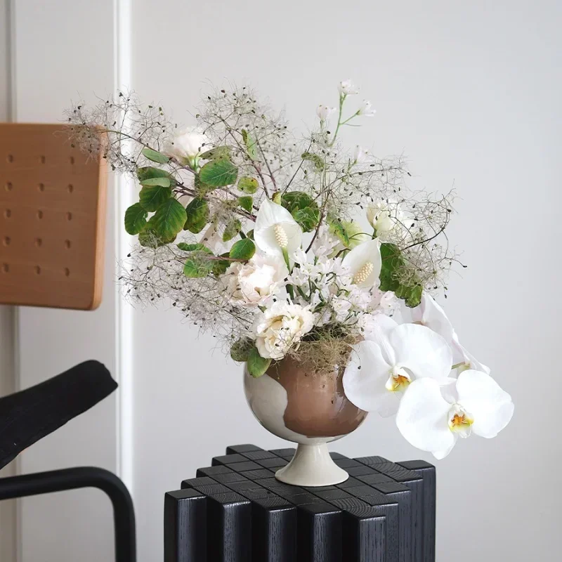 Ceramic Vase Irregular Grain Spherical Flower Vase Floral Arrangement Accessories Hydroponics Home Decoration Accessories