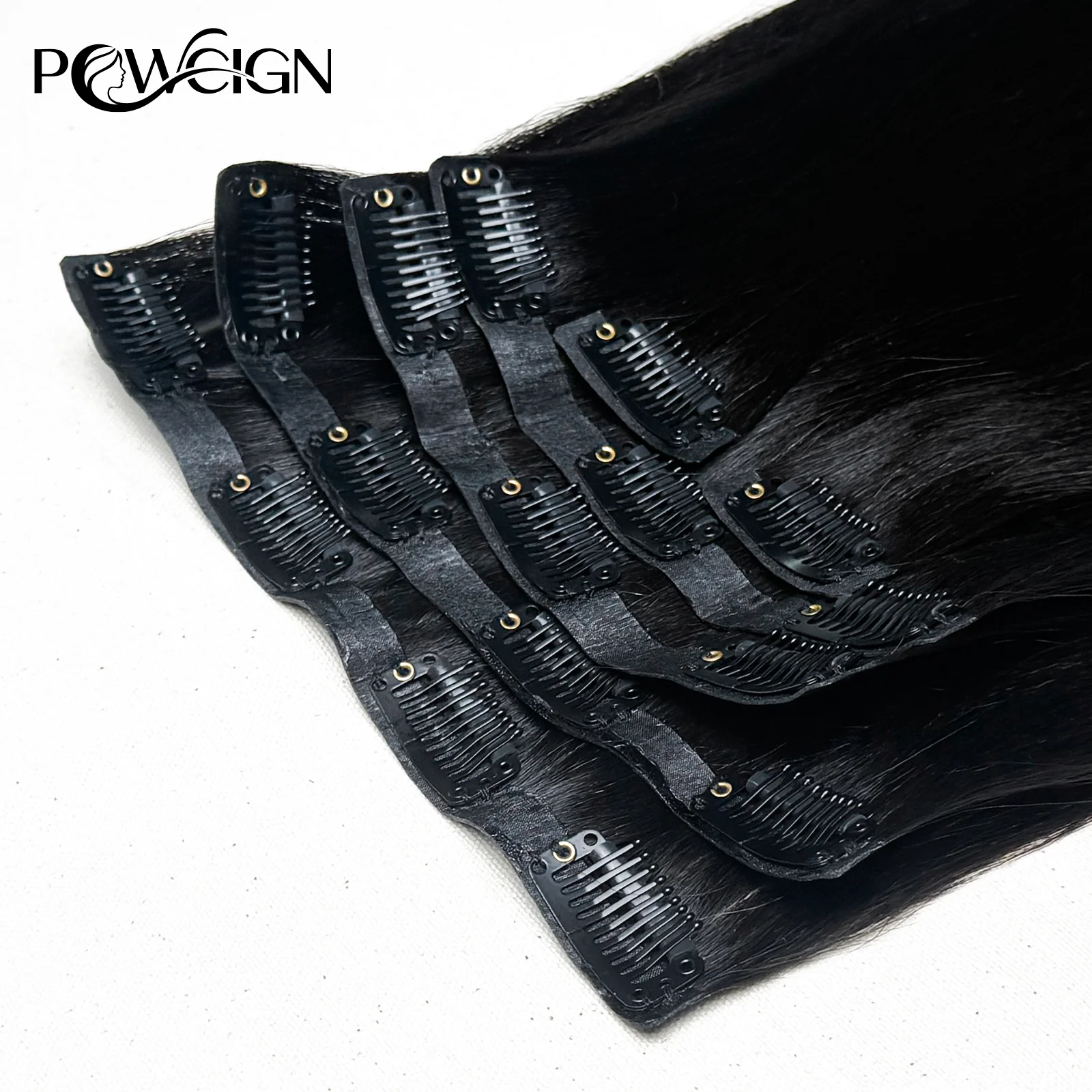 

Yaki Straight 100% Remy Clip Ins Human Hair 110g Human Hair Extension To PU Clips Seamless Double Weft For Daily Party Wedding